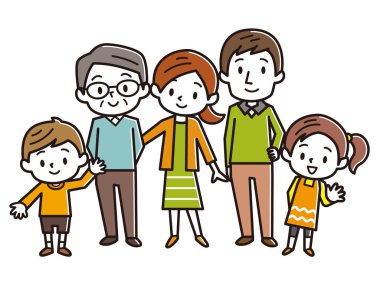 Büyük mutlu bir aile. Vektör çizim.