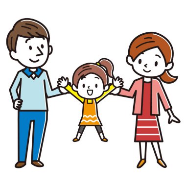 Anne ve baba kızı havada sallanan