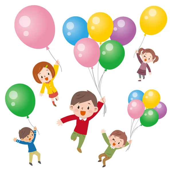 Illustrazione Palloncini Bambini — Vettoriale Stock