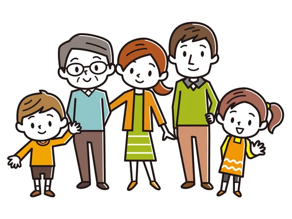 Keluarga Besar Bahagia Ilustrasi Vektor - Stok Vektor