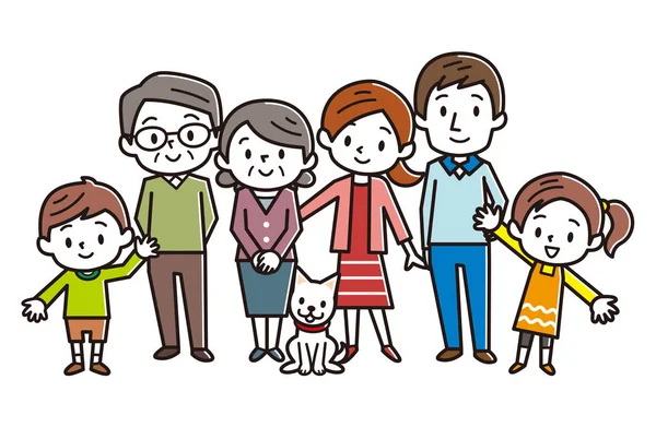 Μεγάλη Ευτυχισμένη Οικογένεια Εικονογράφηση Διάνυσμα — Διανυσματικό Αρχείο