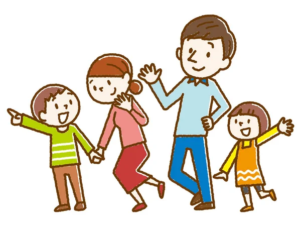 Εικονογράφηση Του Μια Ευτυχισμένη Οικογένεια — Διανυσματικό Αρχείο