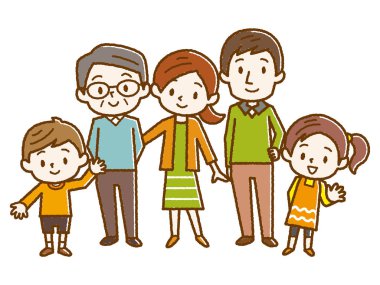 Büyük mutlu bir aile. Vektör çizim.