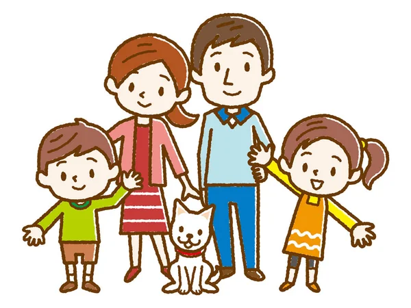 Mutlu Bir Aile Çizimi — Stok Vektör
