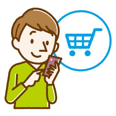 Kimler online genç bir adam çizimi alışveriş