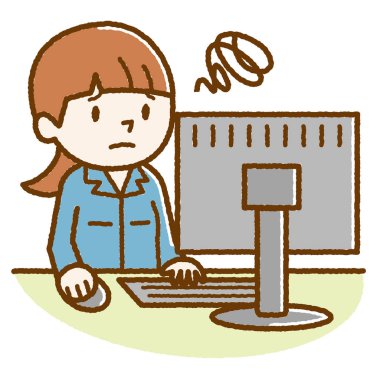 Sorunlu bir görünüm ve bir kişisel bilgisayar ile genç kadın