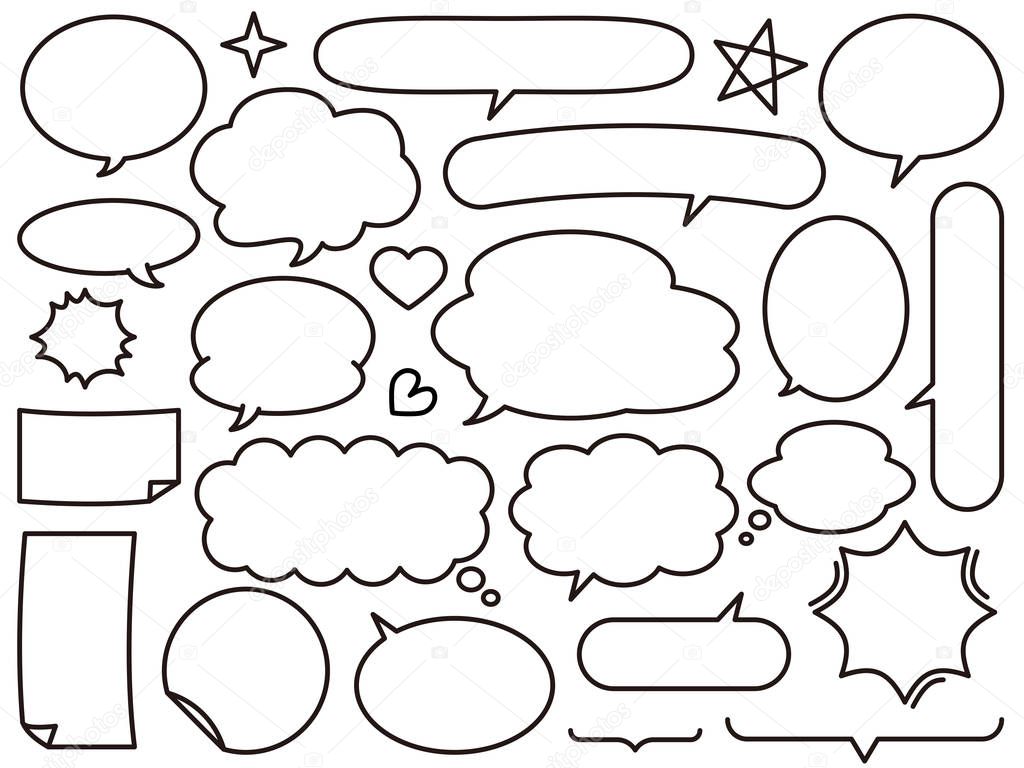 Set of speech bubbles. Vector illustration. Isolated on white background.