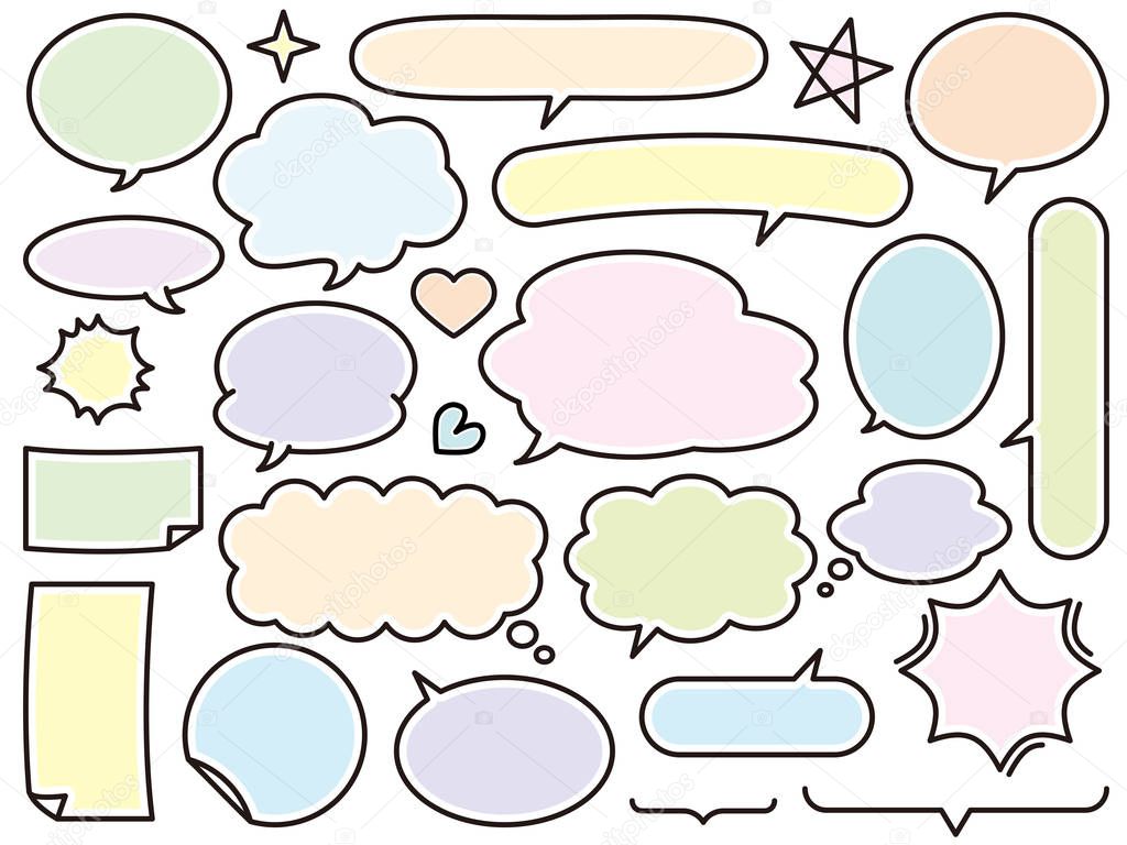 Set of speech bubbles. Vector illustration. Isolated on white ba