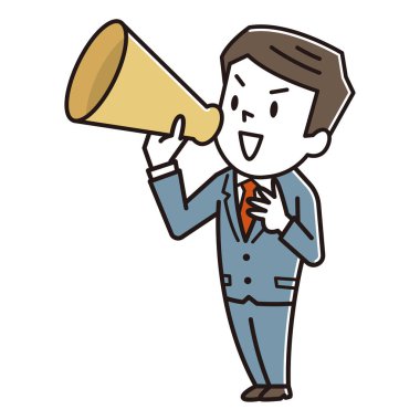 İş adamı bir megafon ile çığlık