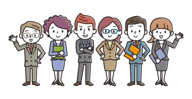 İş takım. Bir grup insan sıkı takım elbise giymiş.