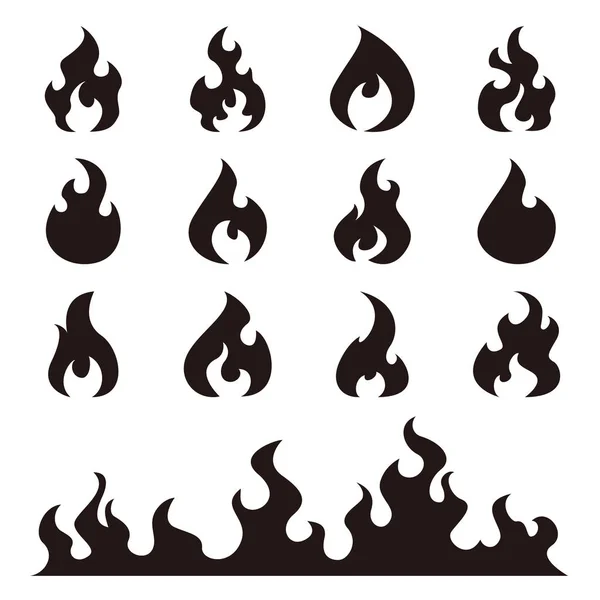 Llamas Fuego Establecer Iconos Vectoriales — Vector de stock