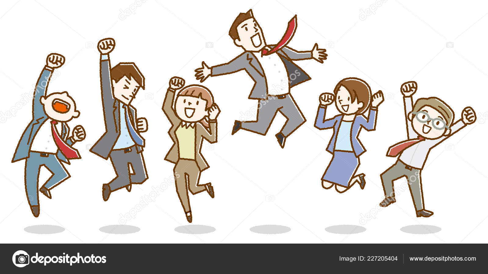 Happy Office Workers Jumping Stock Vector by ©ankomando #227205404