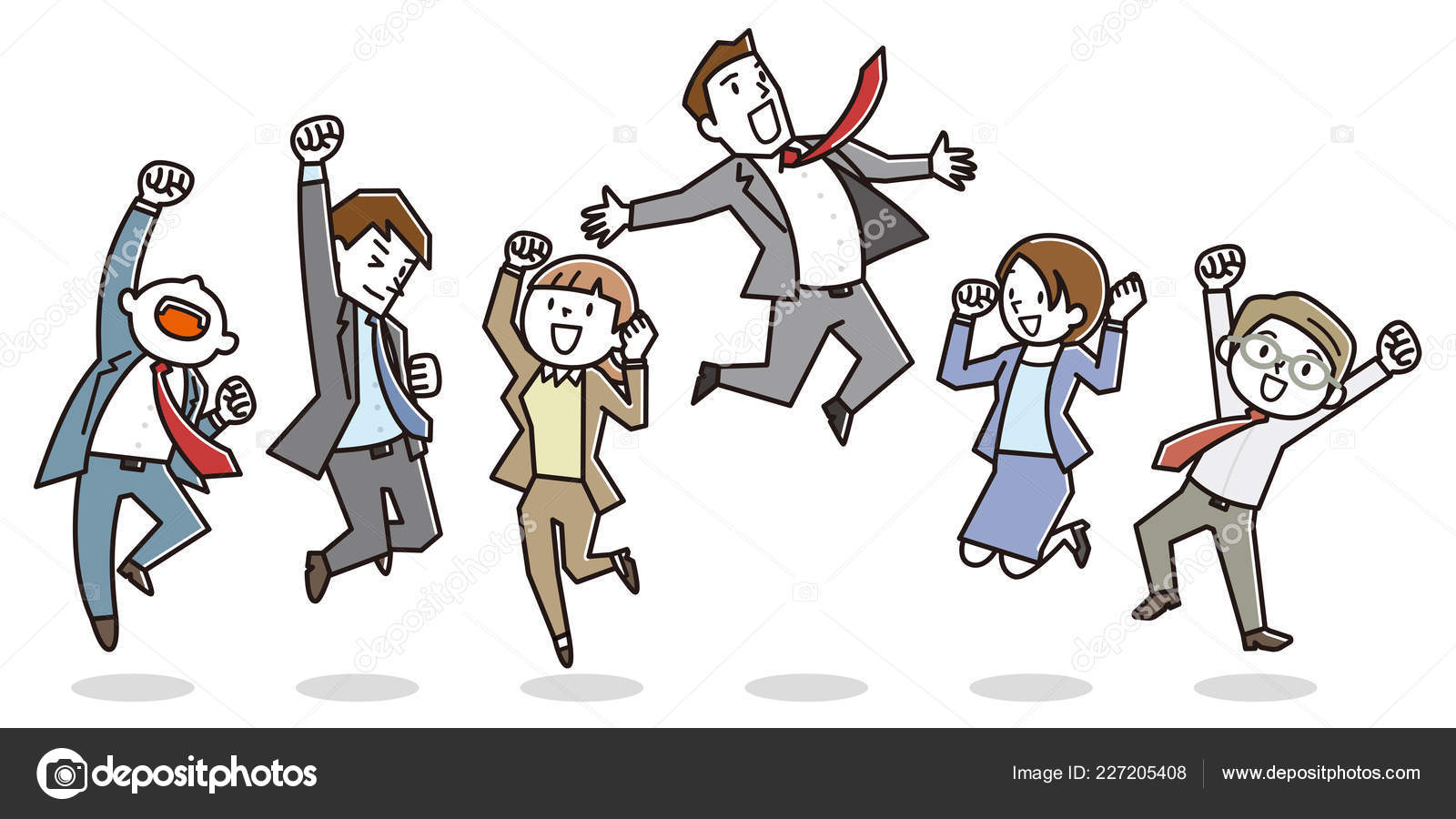 Happy Office Workers Jumping Stock Vector Image by ©ankomando #227205408