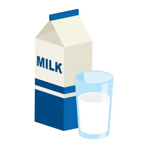 Χαρτοκυτία γάλακτος και ποτήρι γάλα — Διανυσματικό Αρχείο