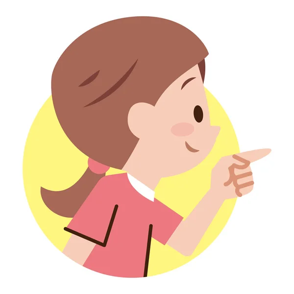 Chica Señalando Con Una Sonrisa — Vector de stock