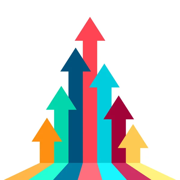 Pilen som stiger mot samma riktning framgång konceptet illustration — Stock vektor