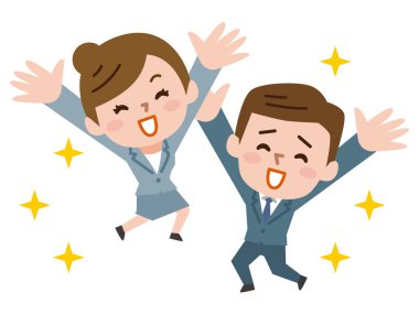 Business people jumping celebrating victory. clipart