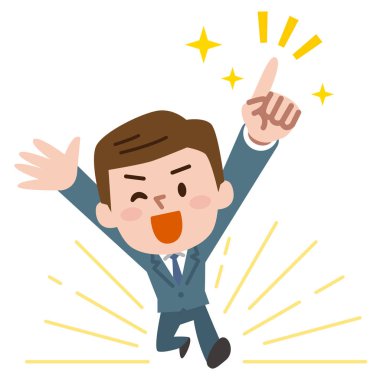 işadamı gülümseme işaret parmağı yukarıya hareket izole üzerinde beyaz backg