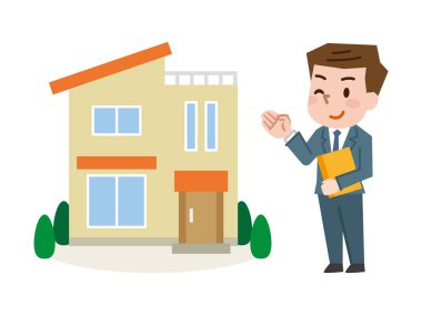 Satıcı Broker ev Illüstrasyon