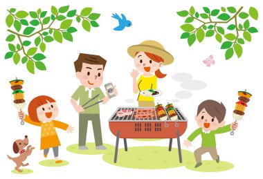 Aile tatil Barbekü partisi