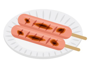 şiş üzerinde sosis domuz ızgara