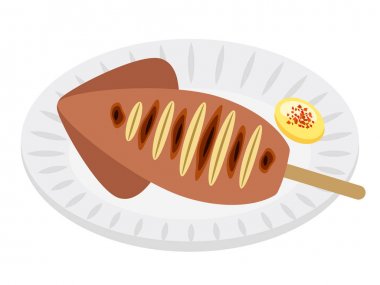 Beyaz tabakta ızgara kalamar.