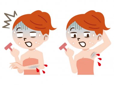 Jiletle tıraş olan bir kadın.