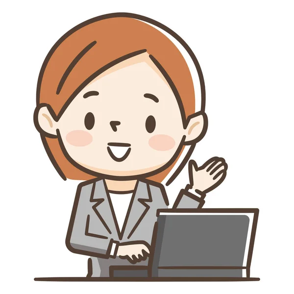 Affärskvinna som driver en persondator — Stock vektor