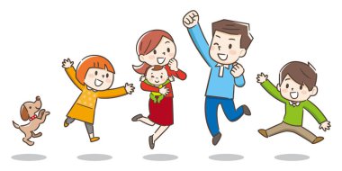 Mutlu genç aile. Vektör çizim.