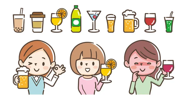 Illustration des femmes qui boivent de l'alcool — Image vectorielle