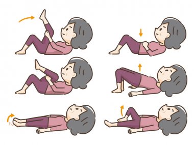 Yaşlı kadın yatarken egzersiz