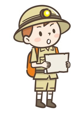 Harita ile maceracı sevimli çocuk