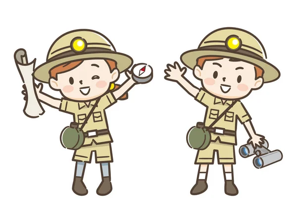 Ilustracja cute dzieci poszukiwacza przygód — Wektor stockowy