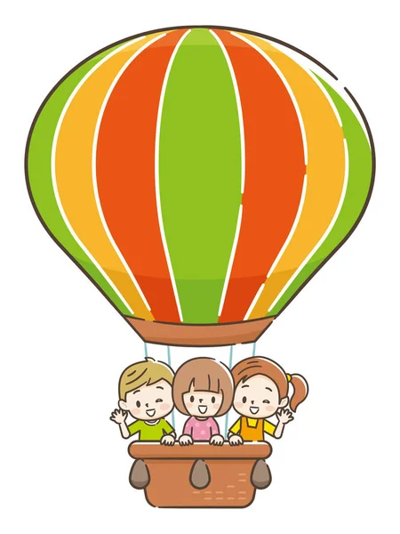 Smiling children in a balloon — Stock Vector
