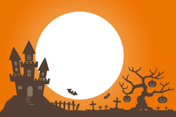 Nuit d'Halloween, château noir sur le fond de lune, illustrati — Image vectorielle