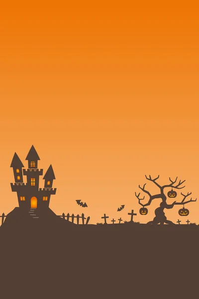 Nuit d'Halloween, fond de château noir, illustration . — Image vectorielle