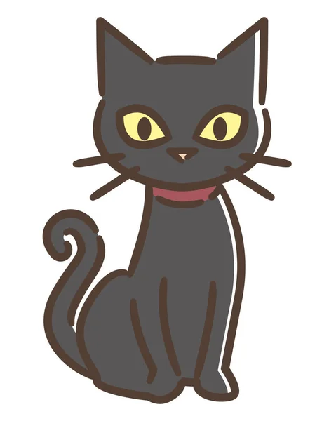 Gato negro aislado sobre fondo blanco — Vector de stock