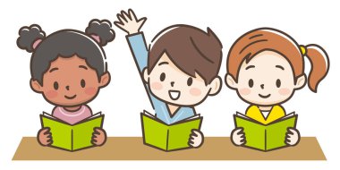 Sınıftaki çocukların illüstrasyonu