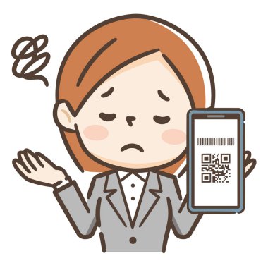genç kadın qr kodu ile akıllı telefon ile ödeme. Kafası karışmış kadın.