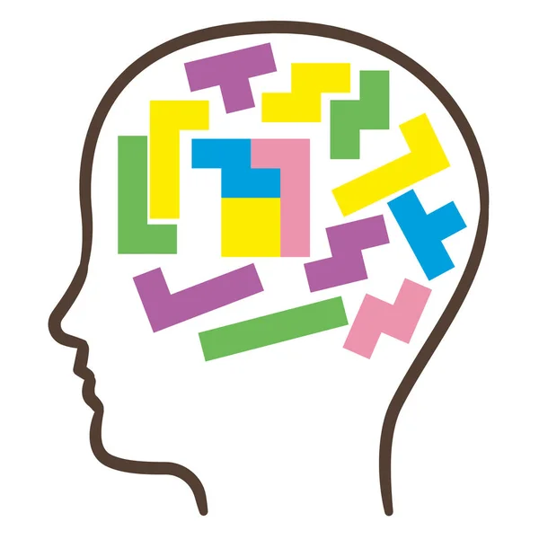 El cerebro humano está hecho de bloques multicolores . — Archivo Imágenes Vectoriales