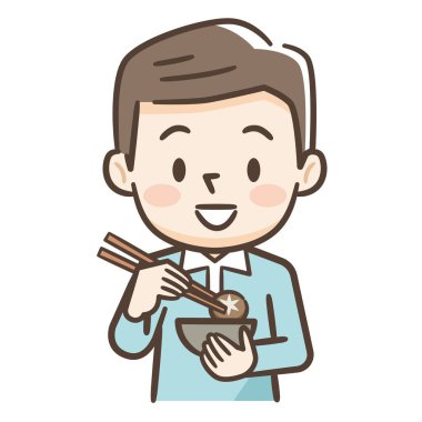 Genç bir adamın yemek yemesi