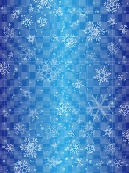 Luce BLU texture vettoriale con fiocchi di neve colorati. — Vettoriale Stock