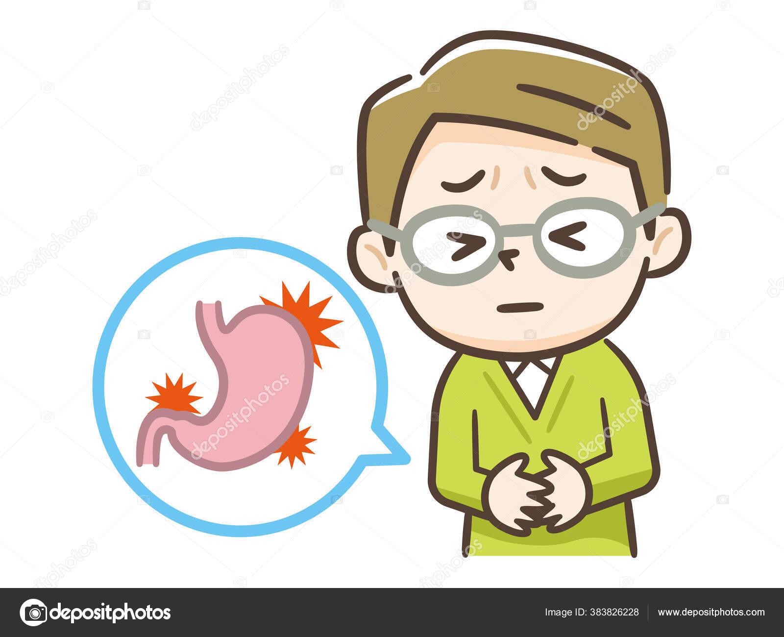 Sad Sick Young Man Food Poisoning Stomach Character Vector Flat Stock  Vector Image by ©ankomando #383826228