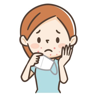 Kaba bir cildi olan genç bir kadının tasviri