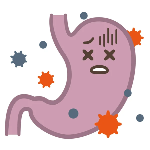 Печально Больной Характер Желудка Векторная Плоская Иллюстрация Изолирован Белом Фоне — стоковый вектор