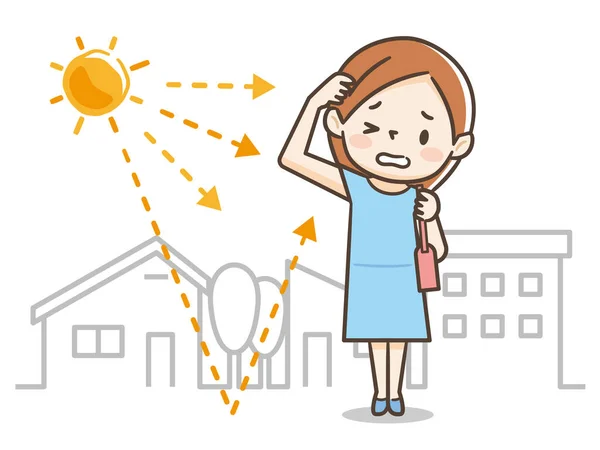 Ilustración Una Mujer Que Recibe Sol — Vector de stock