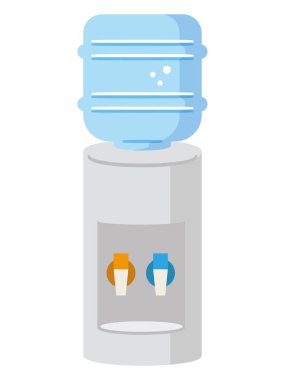 Su soğutucusu. Şişe su. Beyaz arkaplanda izole edilmiş vektör düz dış hat simgesi çizimi.