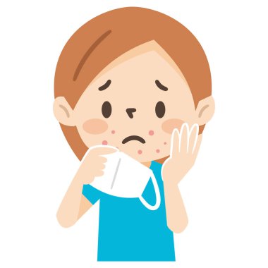 Kaba bir cildi olan genç bir kadının tasviri