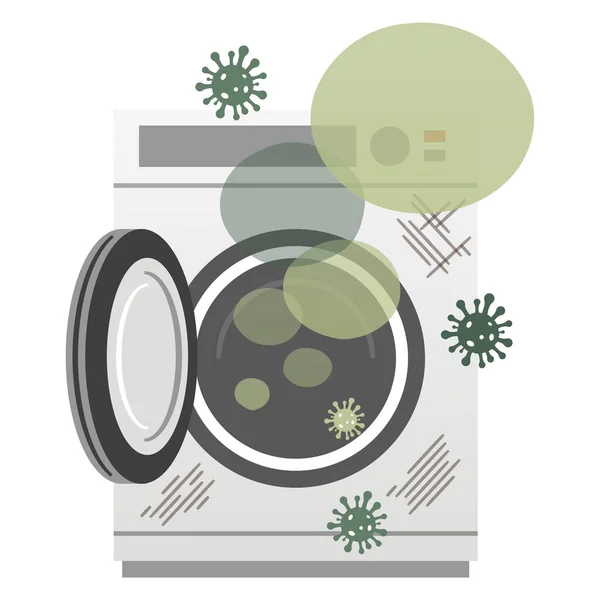 Illustration Washing Machine Moldy Has Strange Odor — Stock Vector