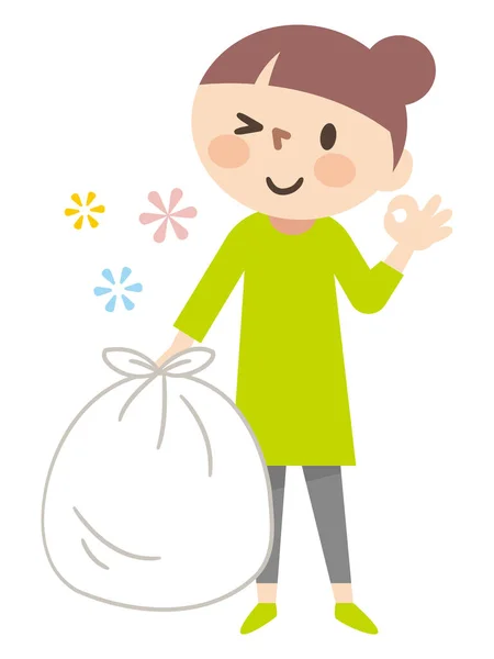 Ilustração Uma Jovem Deitando Fora Lixo — Vetor de Stock